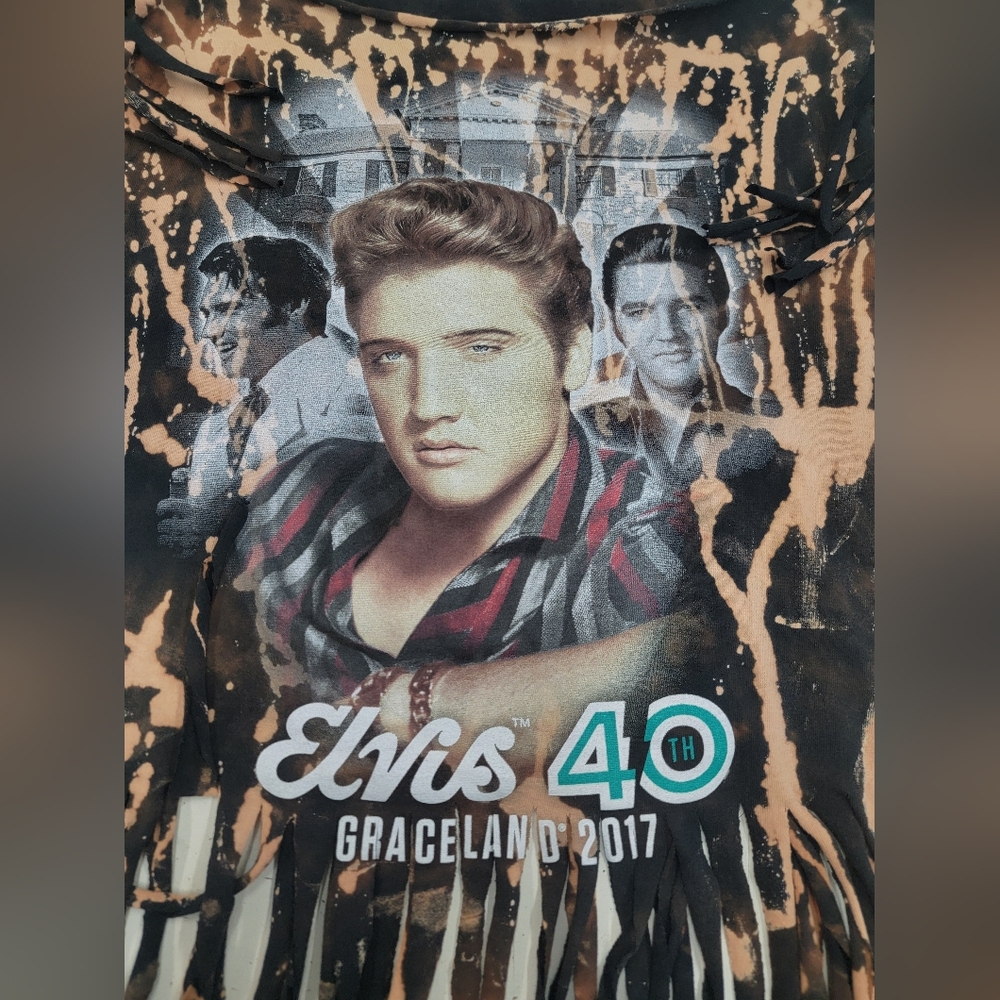 Elvis Presley Fringe Tee Upcycled Retro Band Merch - Picture 10 of 10